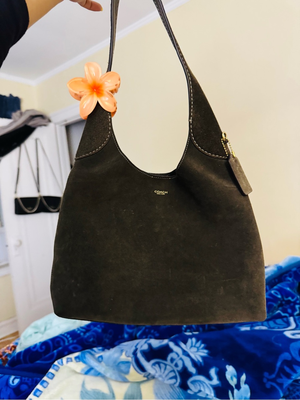 Coach Suede Brooklyn 28 Shoulder Bag in Dark olive